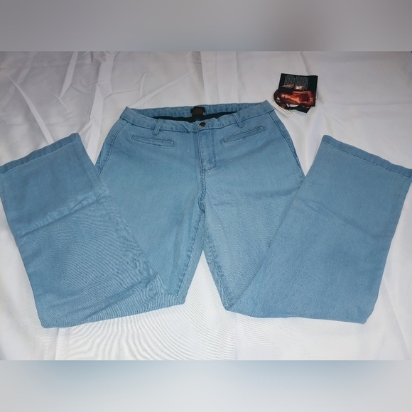 Nwt IMAN Womens Chino style Dress / Casual Pants Jeans Chambray BLUE sz 12 Short - Picture 2 of 4